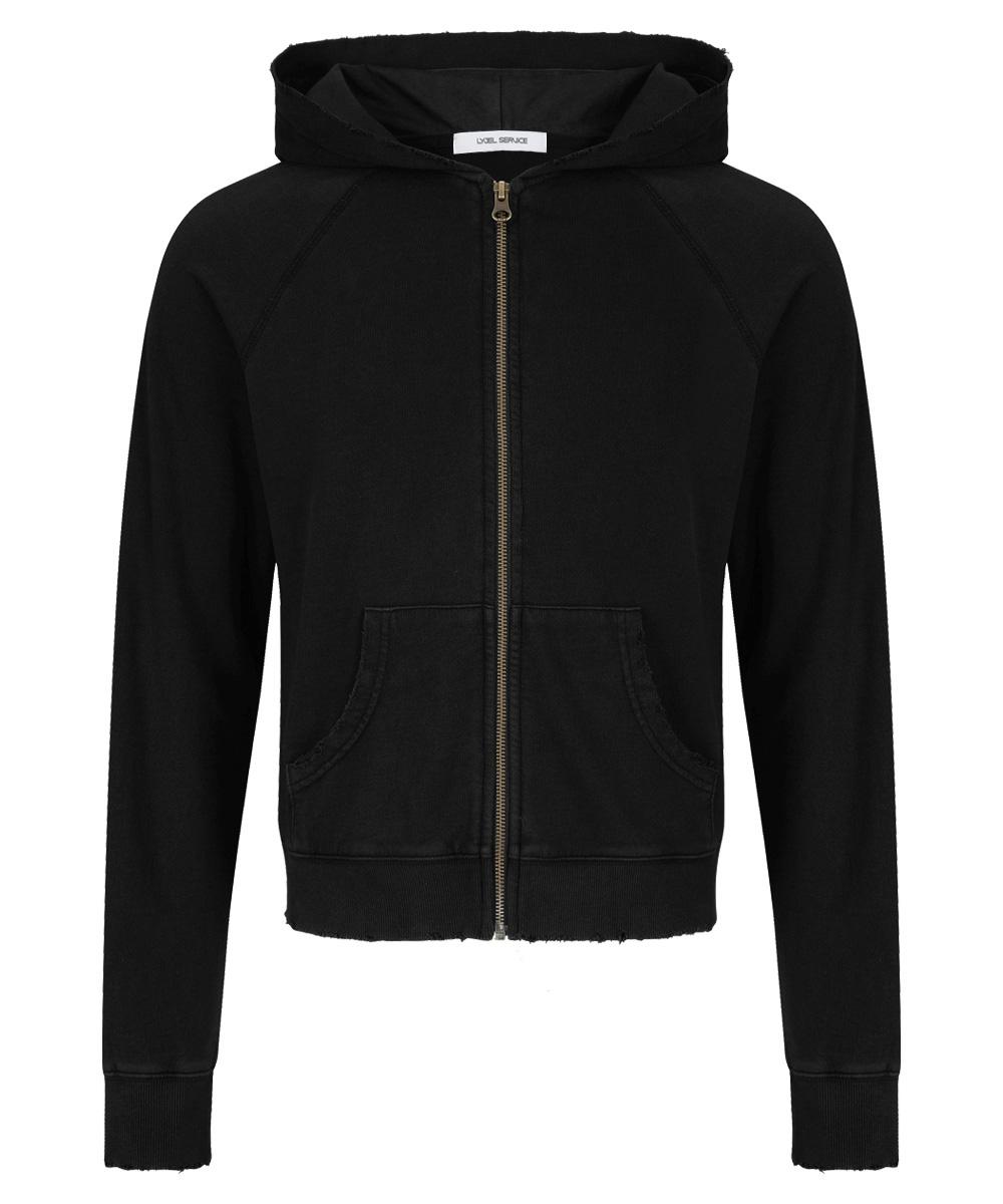 FADED HOOD-ZIP (BLACK)