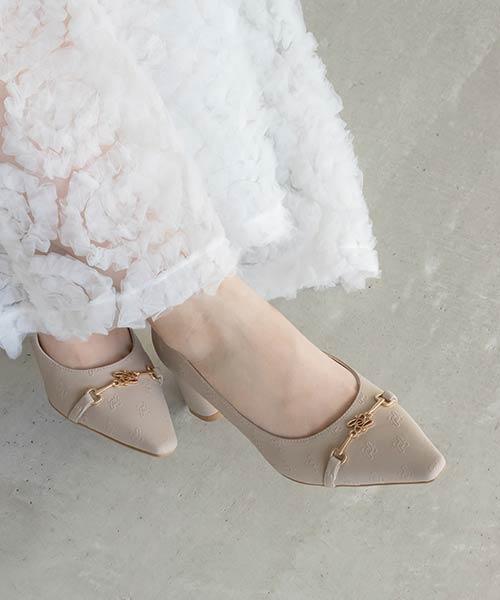 【SALE】モノグラムエンボスパンプス