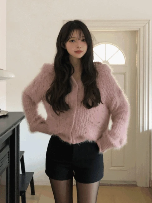 [주문량급상승/모헤어/포근원단] 윈터 앙고라 니트 후드 가디건 - 5color