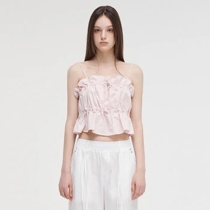 Shirring Stopper Sleeveless Blouse, Pink