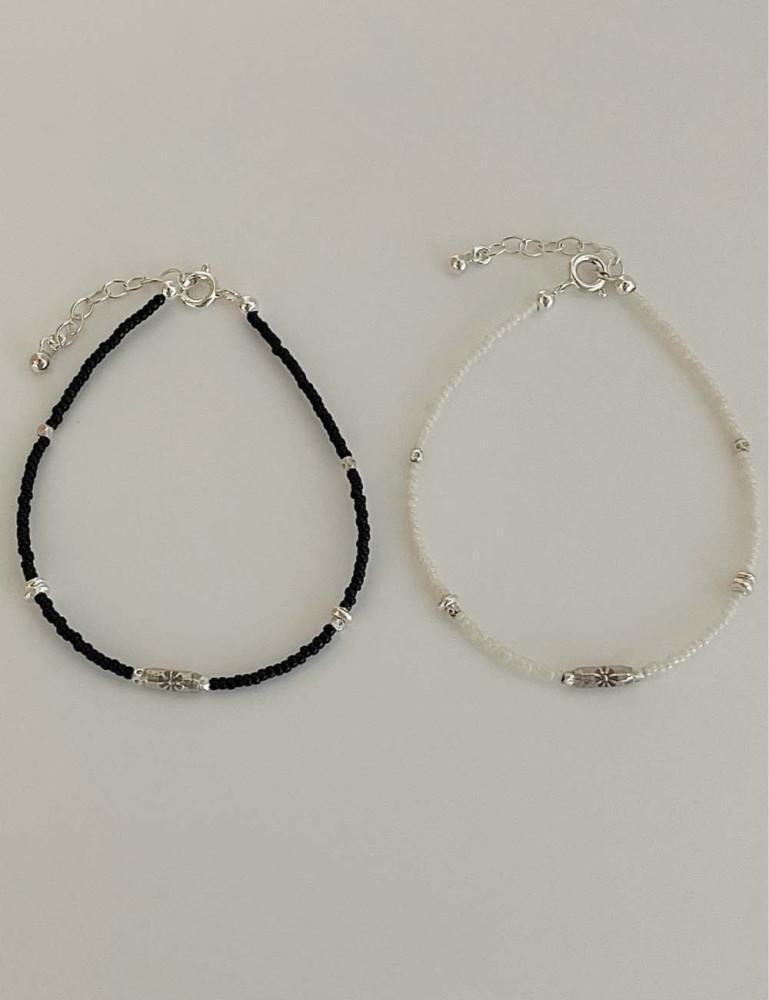 [어나더베이스] 블랙 밀크 브레이슬릿 silver925 비즈팔찌 실버볼 엔틱 : 어나더 베이스