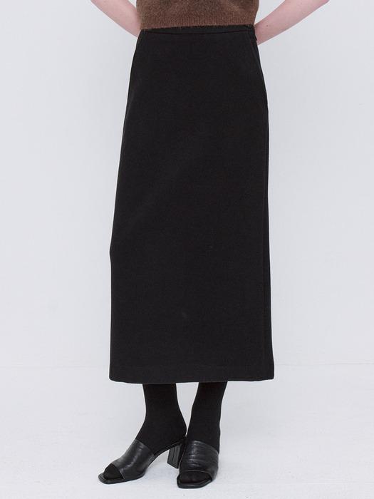 Basic Wool Tencel Long Skirt - Black