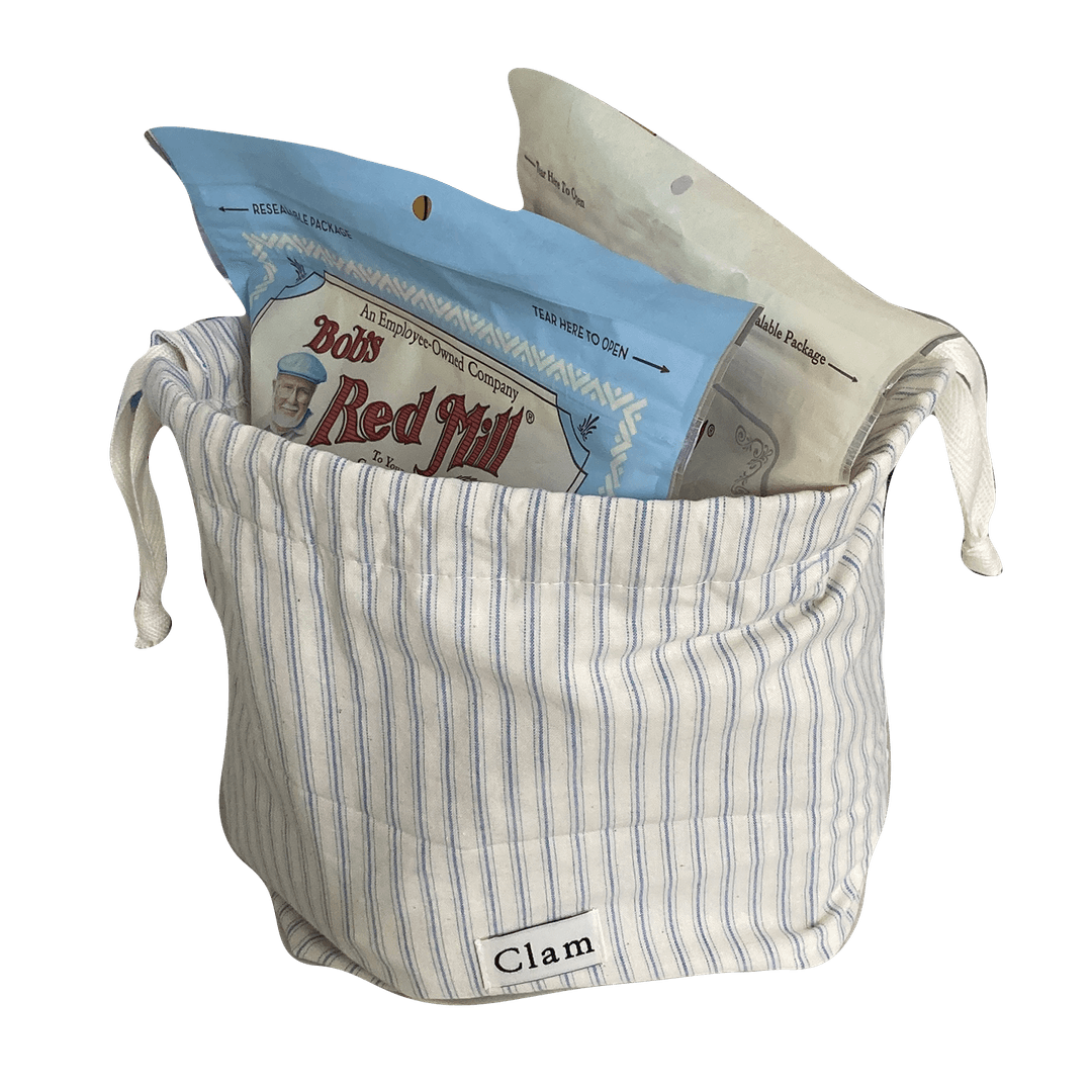 Clam string pouch _ Blue stripe