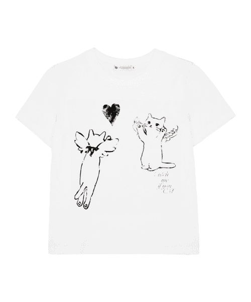 Love Cat Printed T-shirt White
