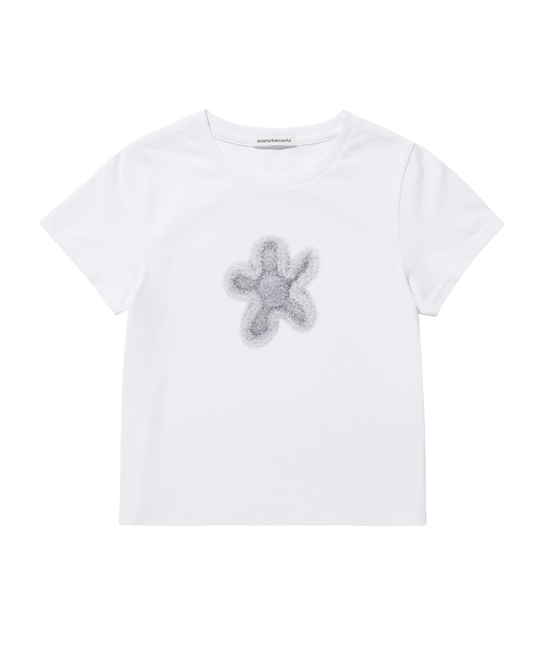 FURRY FLOWER T SHIRTS WHITE
