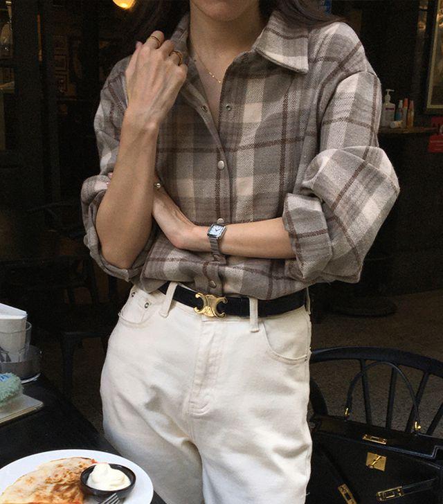 하이키 클래식 오버핏 체크 셔츠 - 2 Color