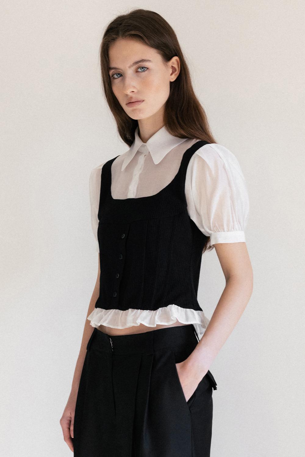 [3월 21일 예약배송] PINTUCK BUSTIER HALF SHIRT_TT5S103IV