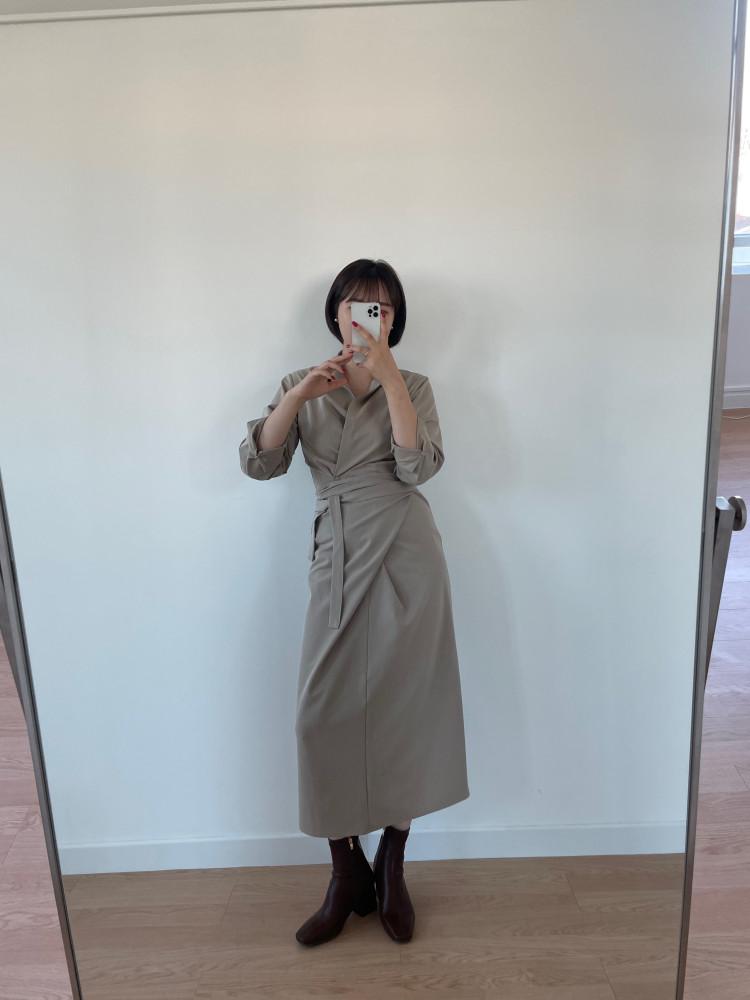 무드 꼬임 랩 롱 하객 원피스