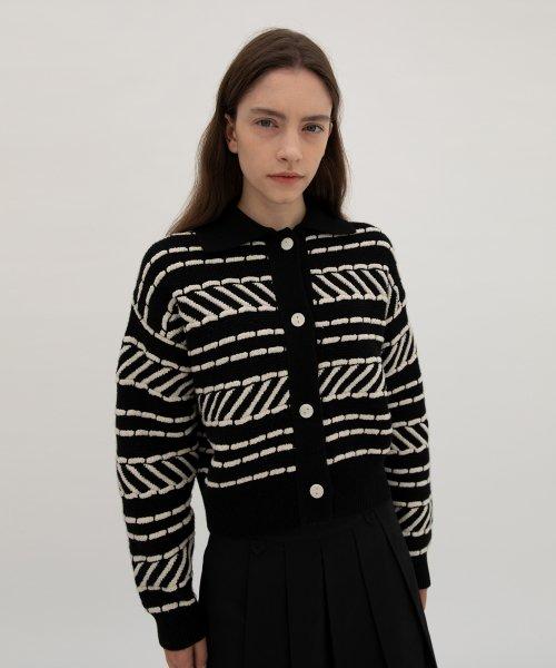 Jacqurd Knit Cardigan - Black