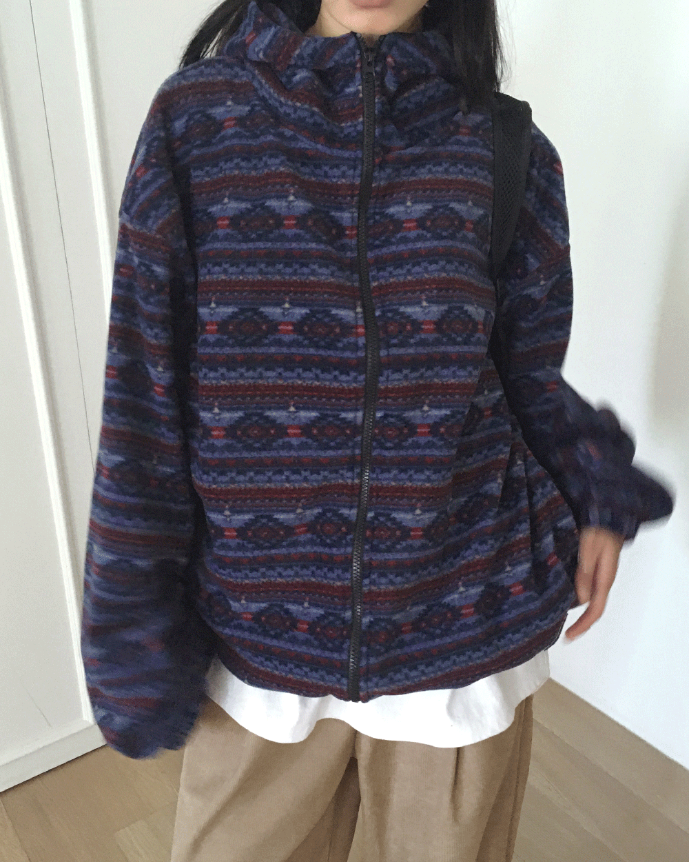 원더원더 우닌 빈티지 노르딕 후리스 투웨이 후드 집업