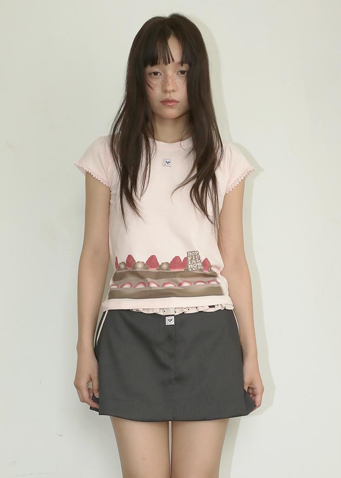 [Made-to-Order] BERRY CHOCO CAKE SLICE LACE T-SHIRT PINK