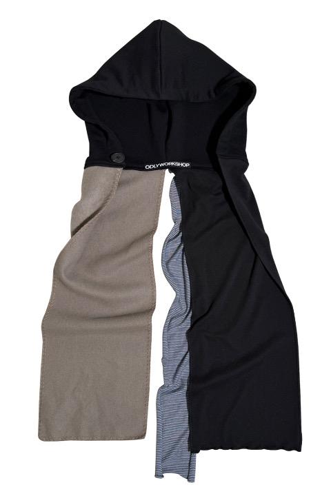 Mixed Hoodie Scarf, Onyx