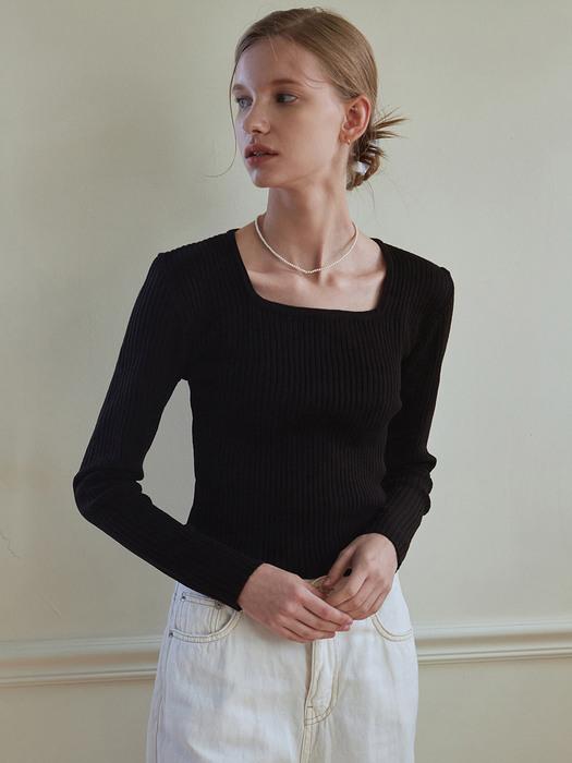 RIBBED SQUARE SLIM KNIT_4 COLOR