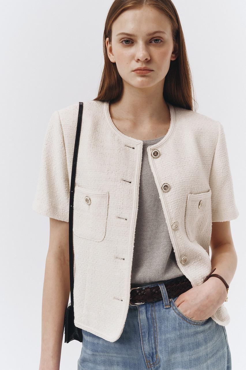 SUMMER TWEED JACKET SOFT CREAM