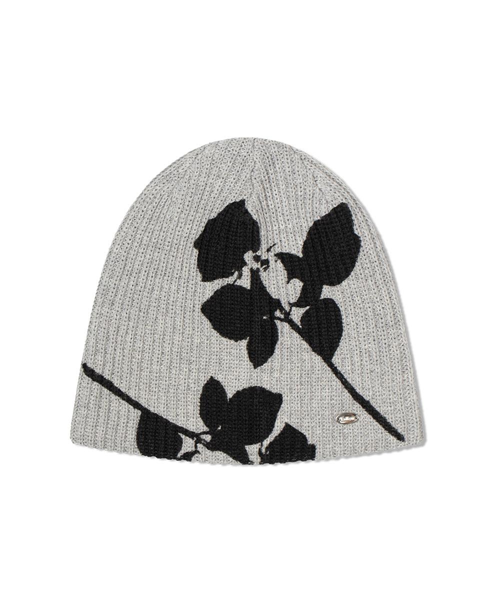 플라워 그래픽 비니 그레이