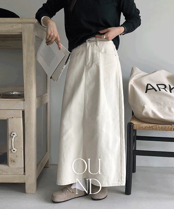 [단독] [겨울⛄/made/4size] 프롬 A라인 뒷트임 코튼 데님 롱 스커트 -7color