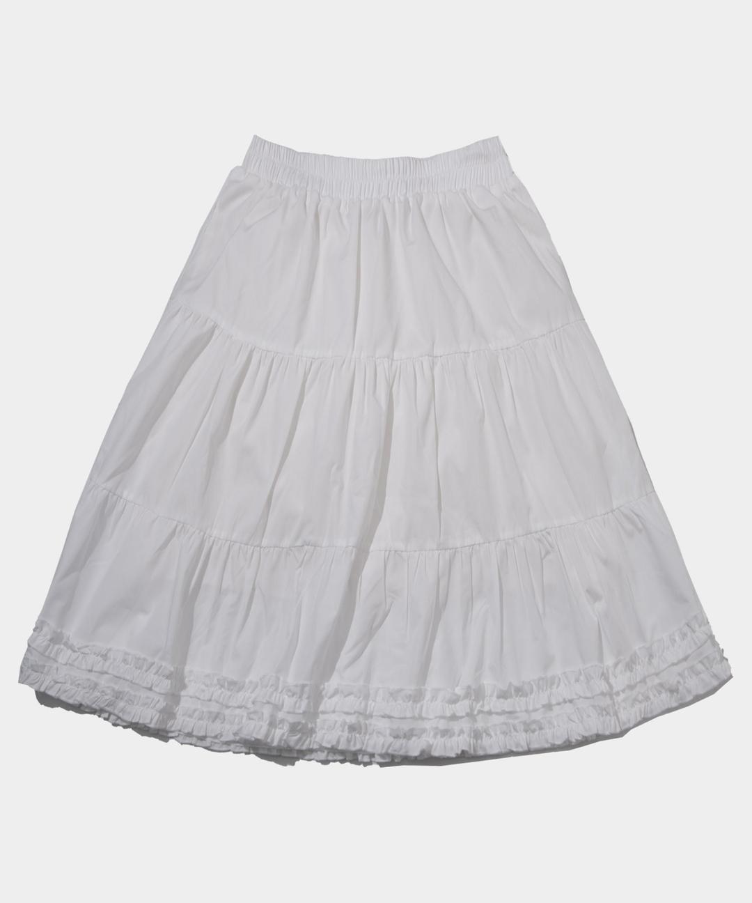 Lace Frill Banding Midi Skirt  _ 3COLOR