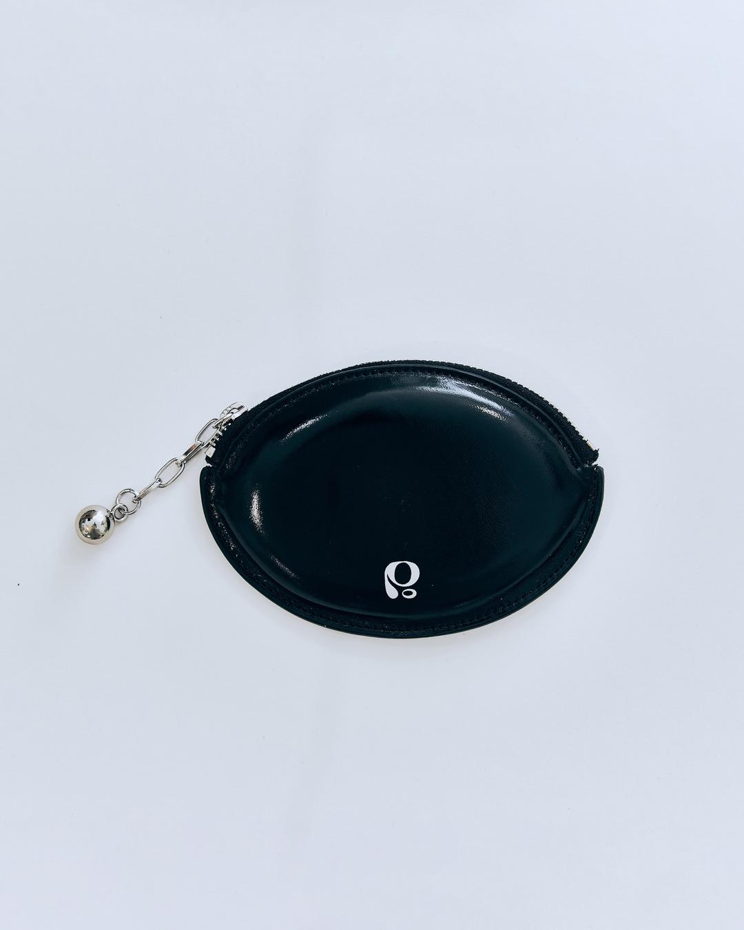 ball chain egg card wallet (black)