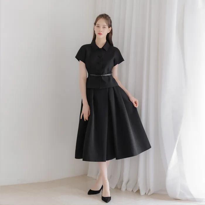 [9차 리오더] Double Tucked Flare Skirt / Black(2color)