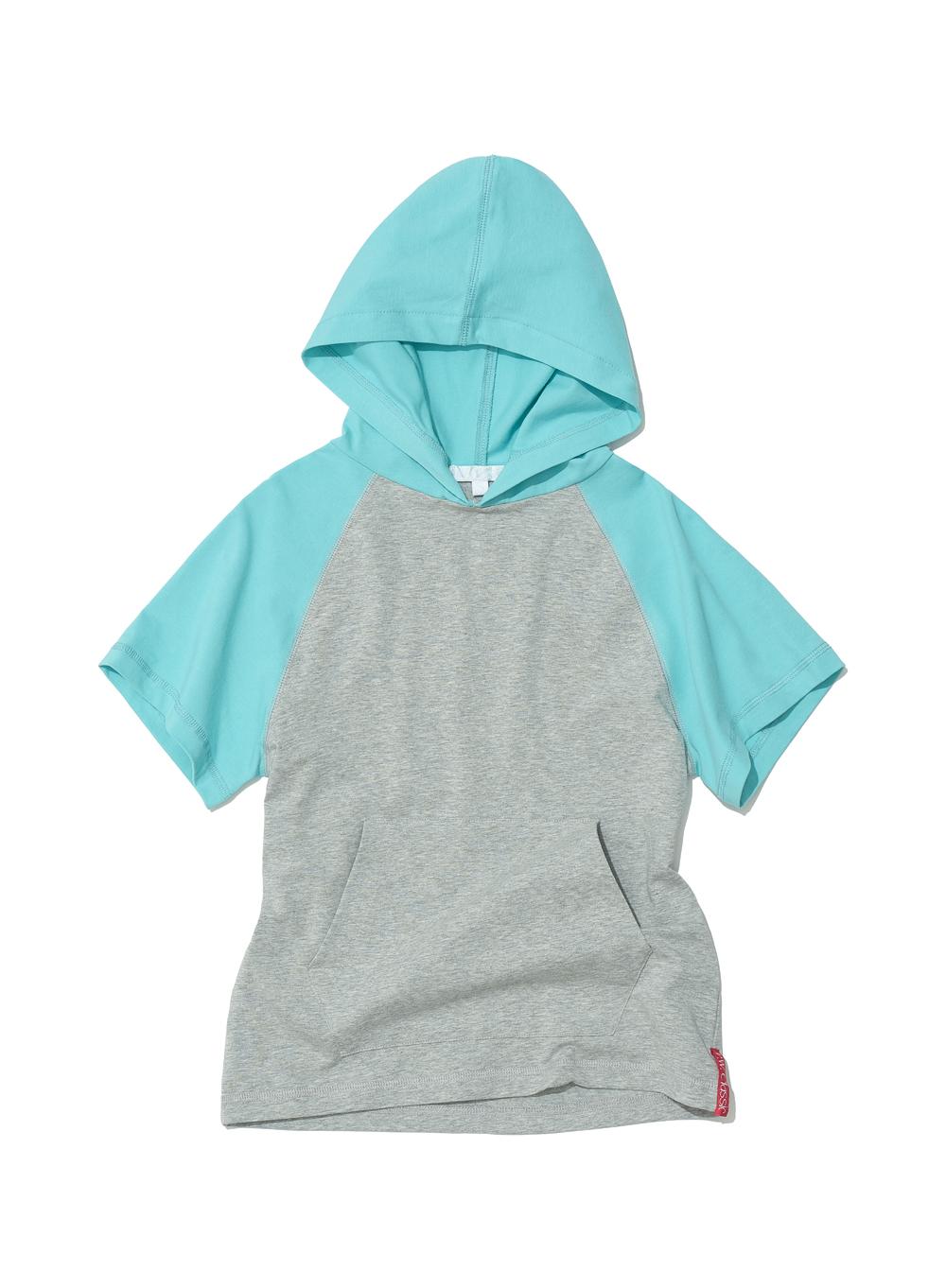 [WOMEN] PWC COLORBLOCK POCKET HOODIE SHORT SLEEVE TEE_MELANGE