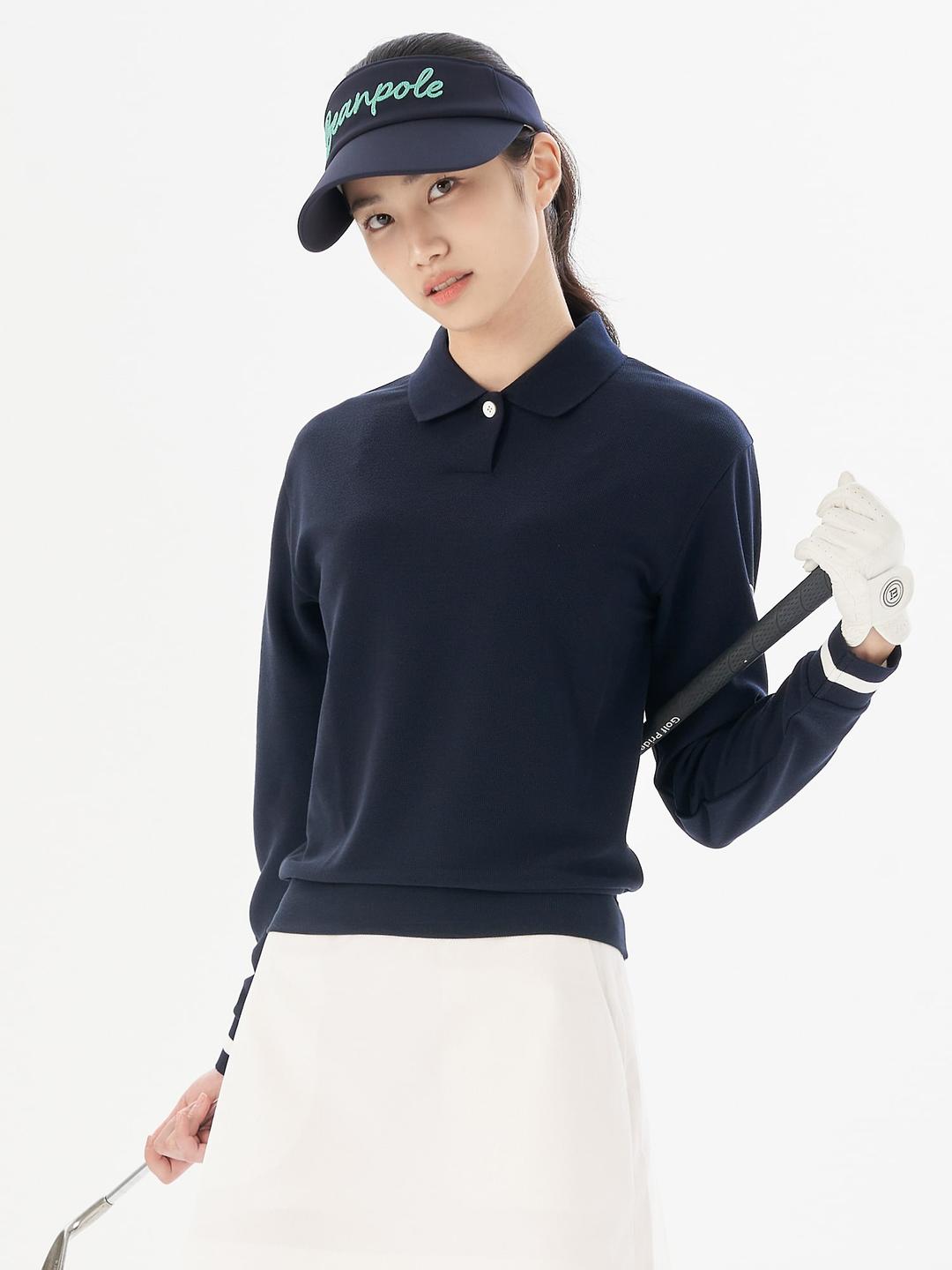 여성 칼라 스웨트 셔츠 - 네이비