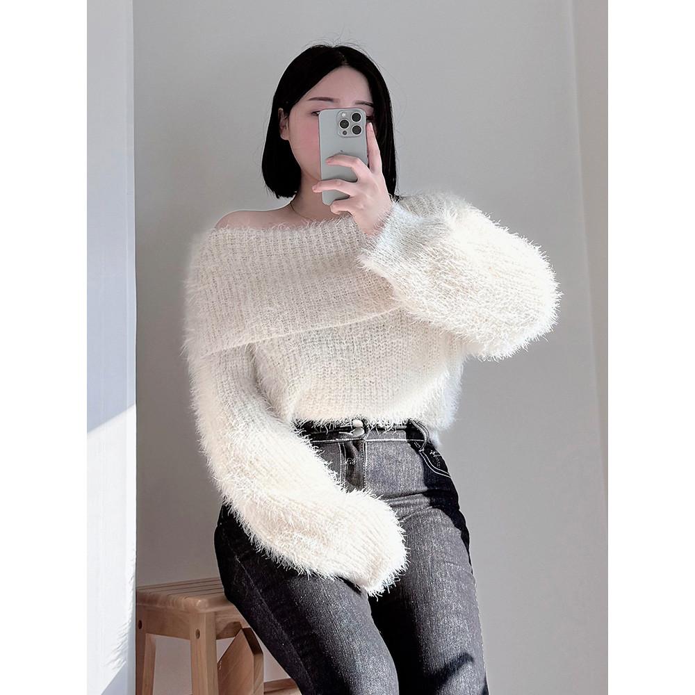 [빅사이즈] 이얼즈 오프숄더 루즈핏 니트 연말룩 파티룩