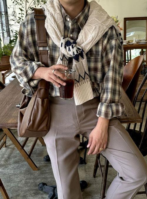 모덴트 오버핏 체크셔츠