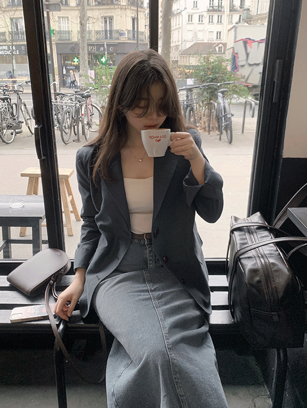 [오픈 10%할인/문의폭주] #SLOWMADE. 빈티지 포그블루 데님롱스커트 - 4 size (프리오더:  10~15일 소요)