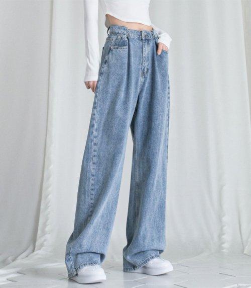어반드레스(AVANDRESS)  BUCKLE WIDE DENIM PANTS STONE LIGHTBLUE - 사이즈 & 후기 | 무신사