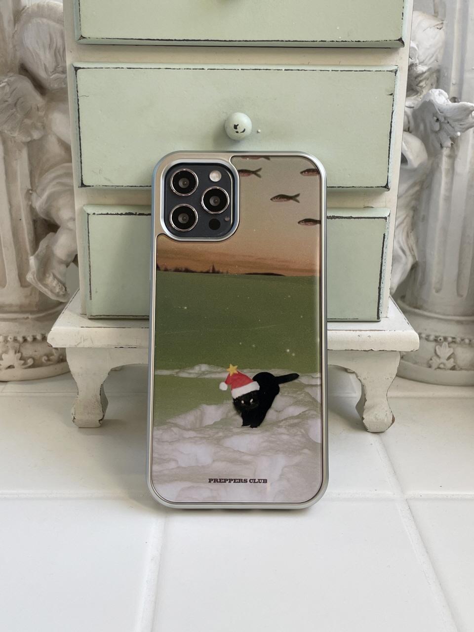 SANTA CAT CASE *SILVER GLASS TYPE