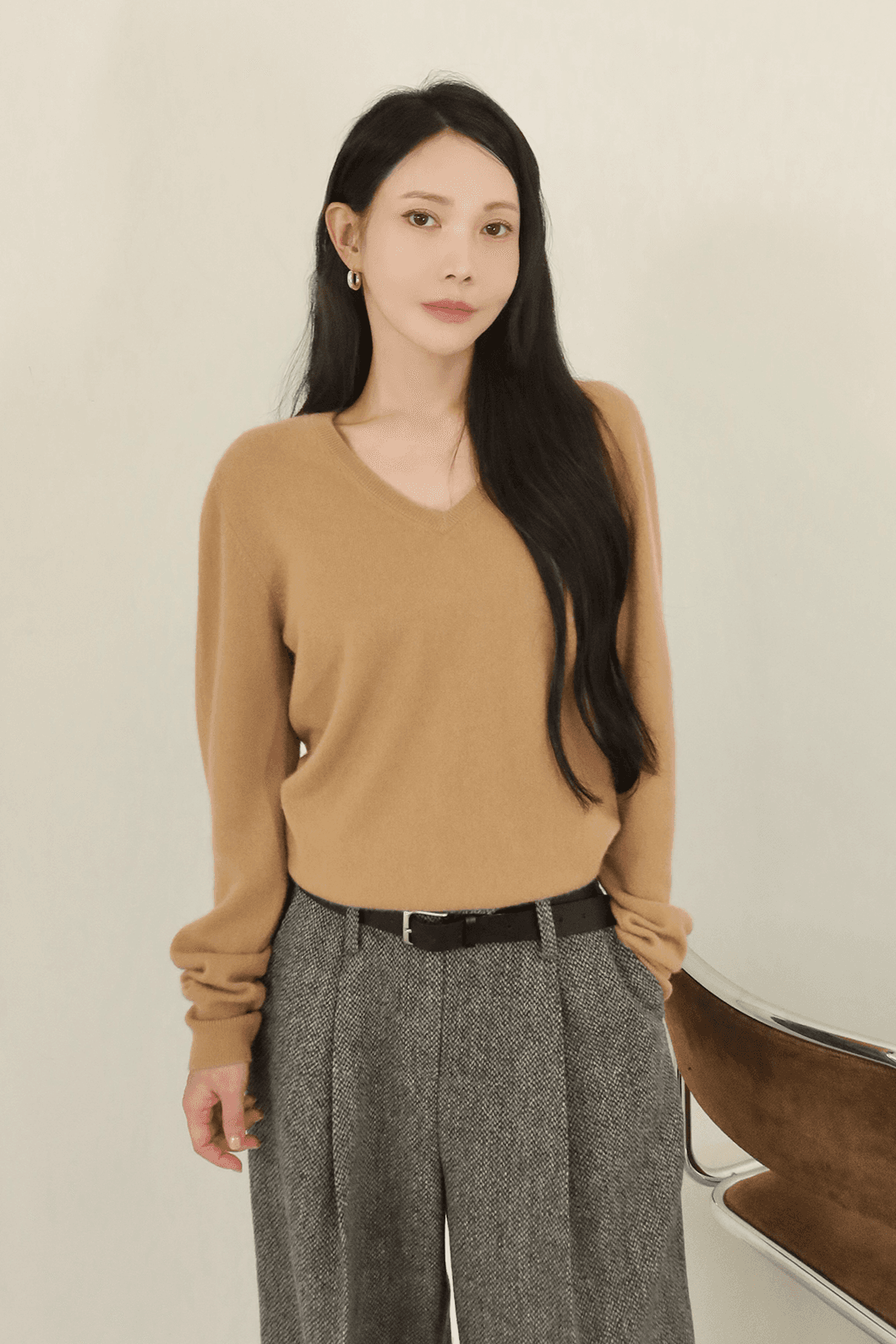 W_베이비 캐시미어 브이넥 풀오버