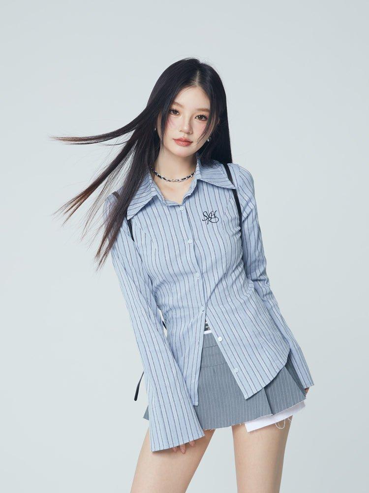 Logo Embroidery Stripe Slim Shirt SPE0001