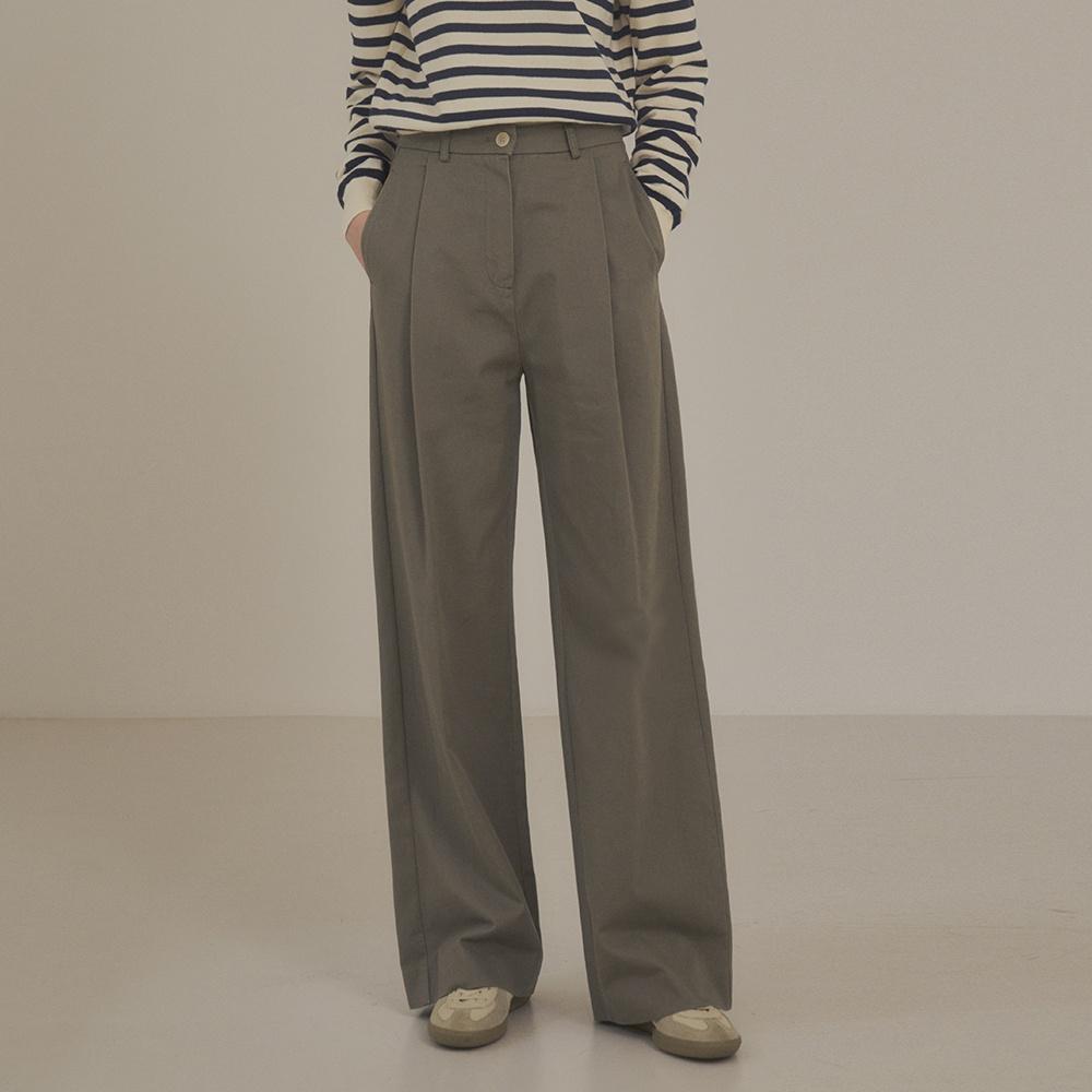 SIPT7093 원턱 와이드 치노 팬츠_Khaki gray