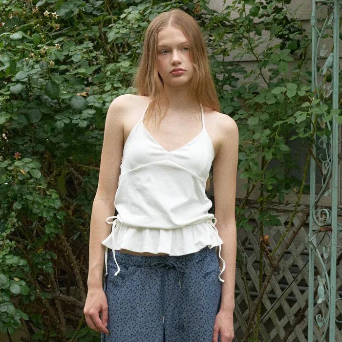 peplum halter top (white)