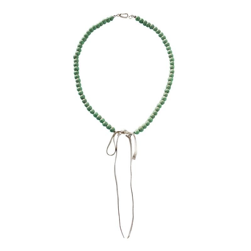 Vintage green ribbon necklace