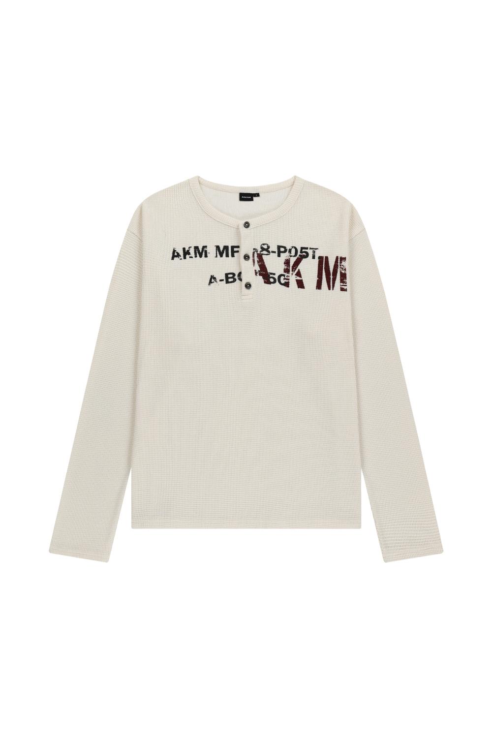 [08.29 예약 배송] Waffle Henry Neck Long Sleeve (Ivory)
