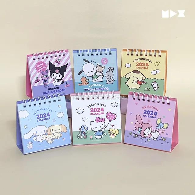[1+1+1할인] 산리오 정품 2024년 8cm 미니 캘린더 탁상달력 쿠로미 마이멜로디 시나모롤 폼폼푸린 키티 포차코 미니달력