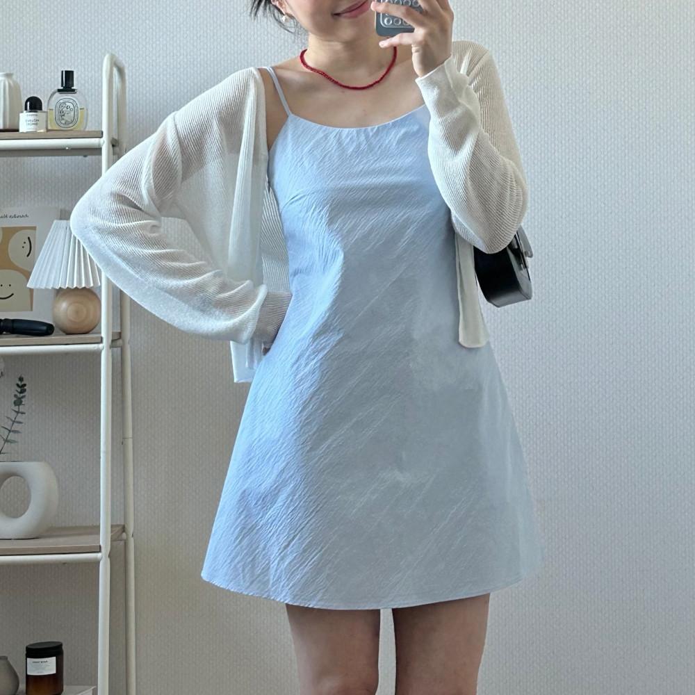 린넨 브이넥 여름 얇은 가디건 (화이트 오트 옐로우 소라 블랙)