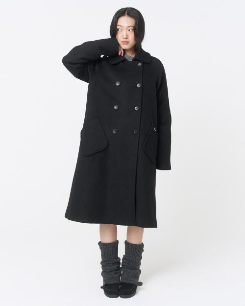 Double button long coat BLACK