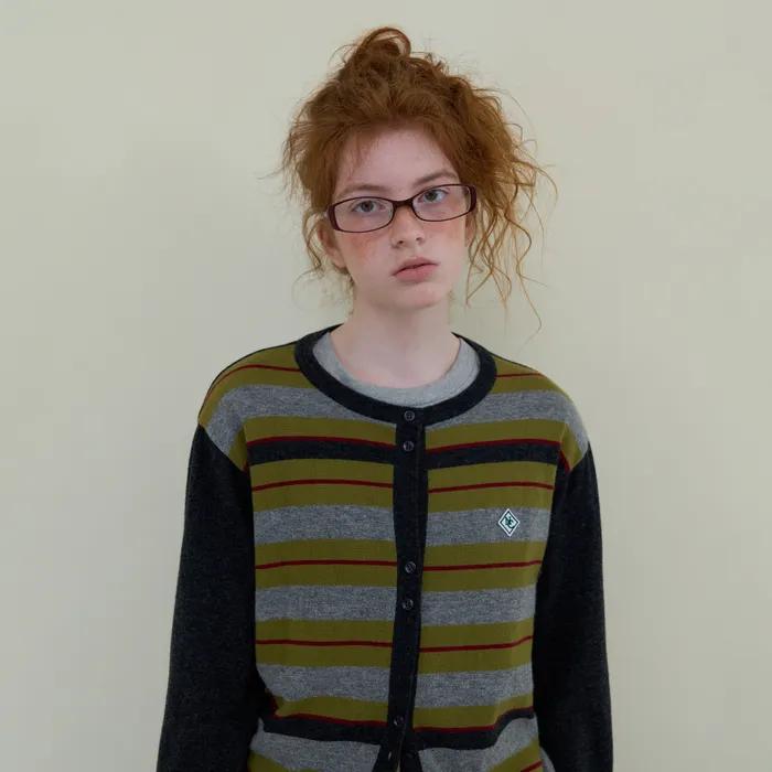 [09월 25일 예약발송]235. Cashmere Wool Stripe Cardigan _ Charcoal