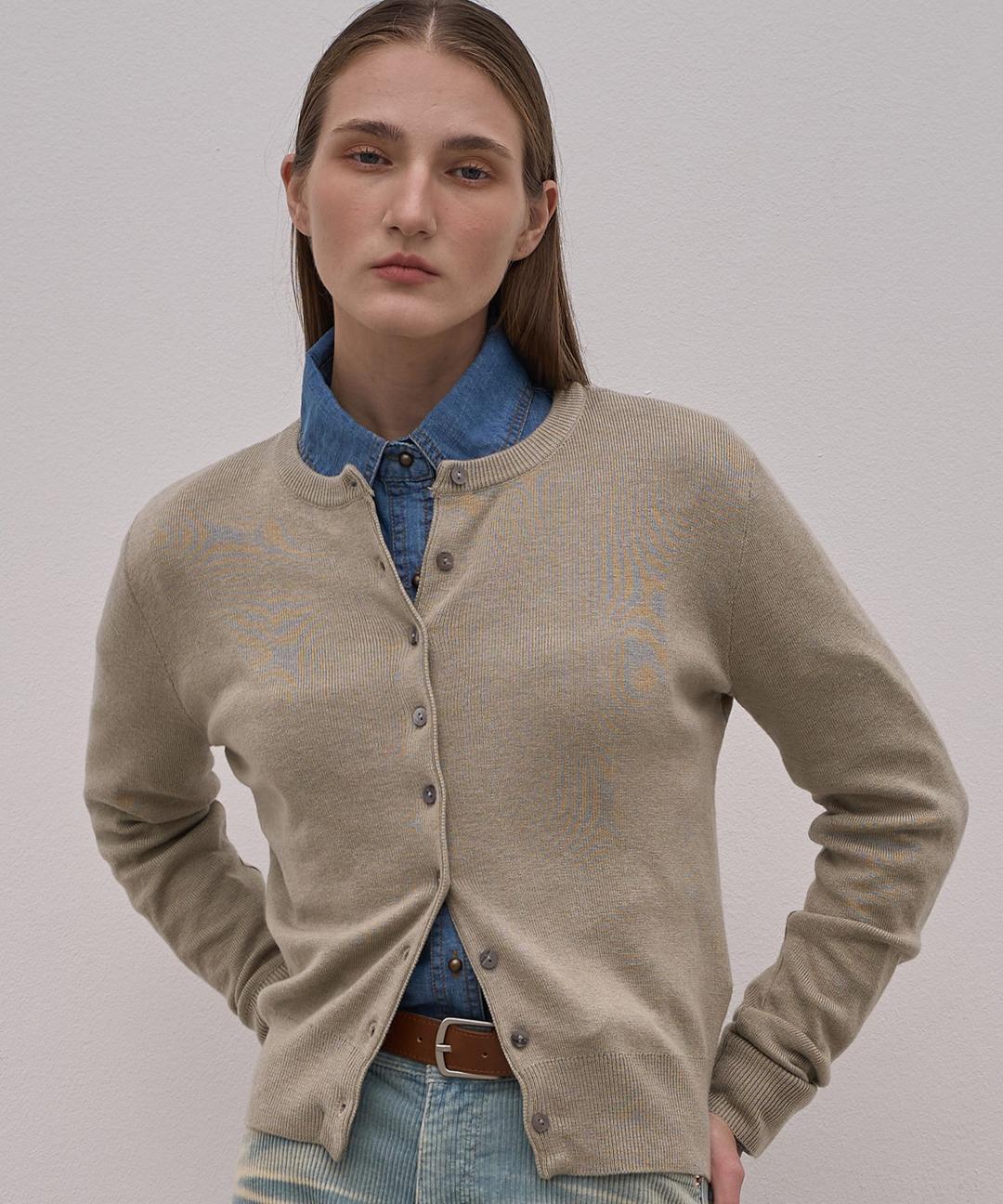 엘리오티 Round Neck Button Cardigan_5Color