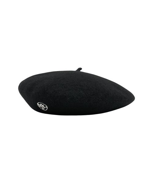 CIRCLE LOGO EMBROIDERY WOOL BERET black