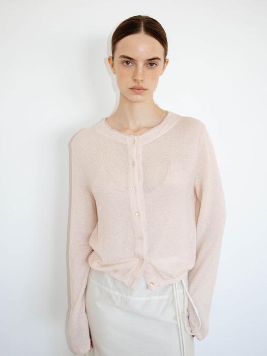 TVR LINEN SHEER FRINGE KNIT CARDIGAN_3COLORS
