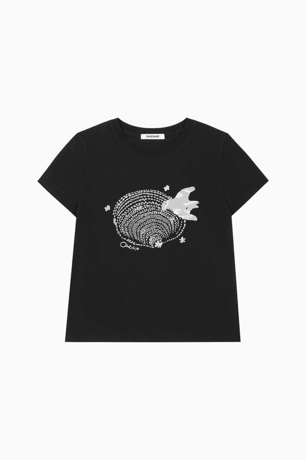 SHELL BIRD T-SHIRT, BLACK