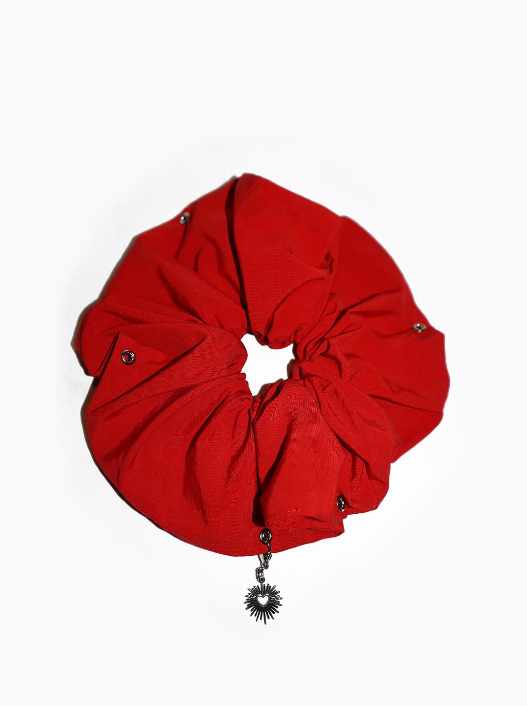 Recycle Nylon Eyelet Scrunch (Red)