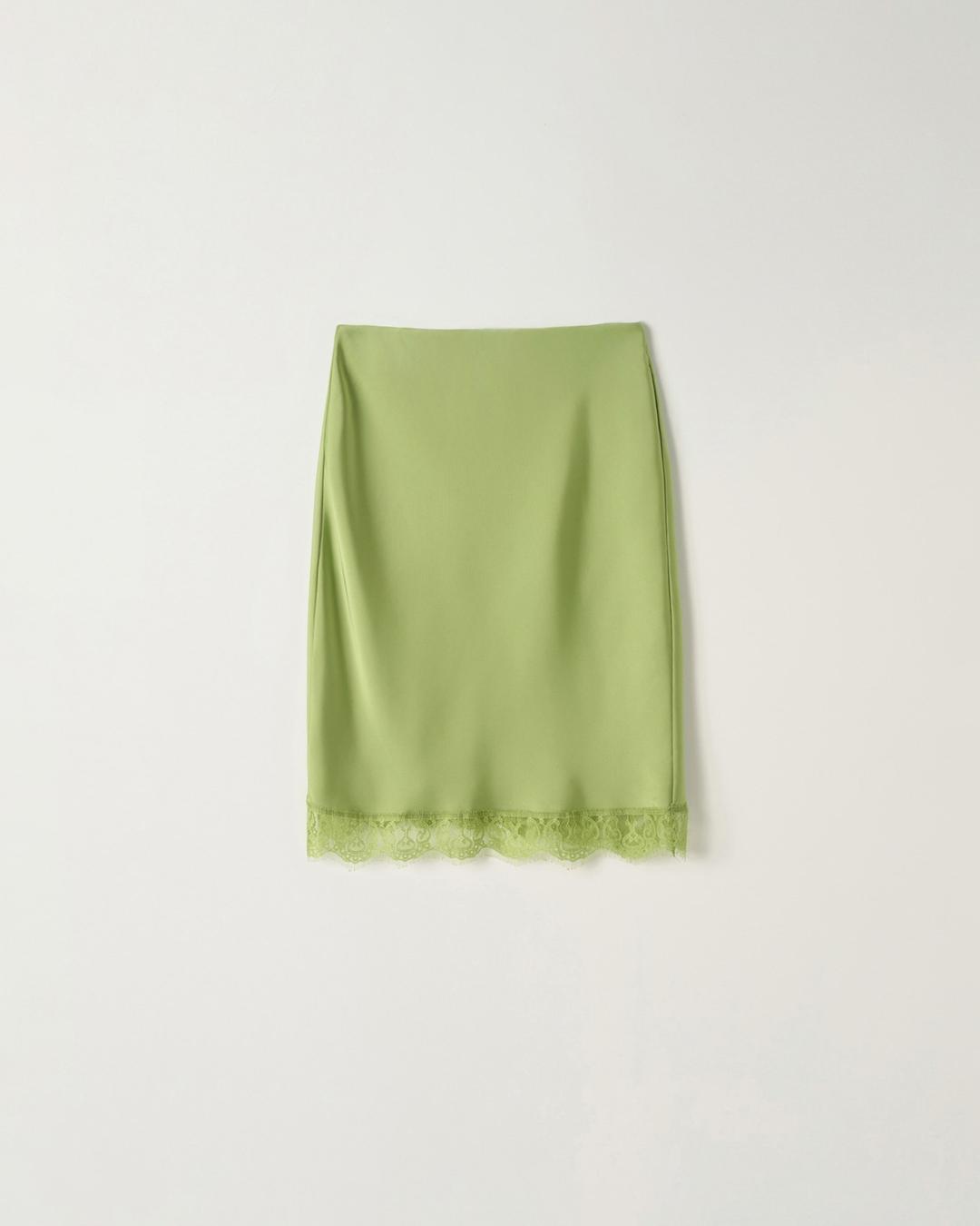 [4th | 4/20 순차배송] Lace Slip Skirt [OLIVE]