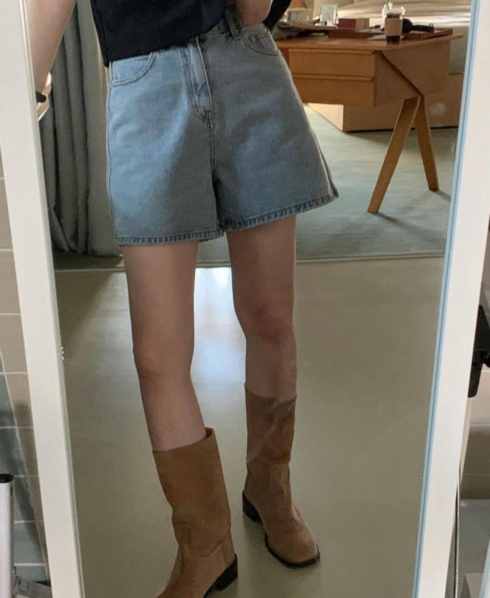 에이라인 하프 데님