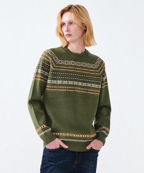 디엠즈 소프트 페어아일 모크넥 니트 (그린)