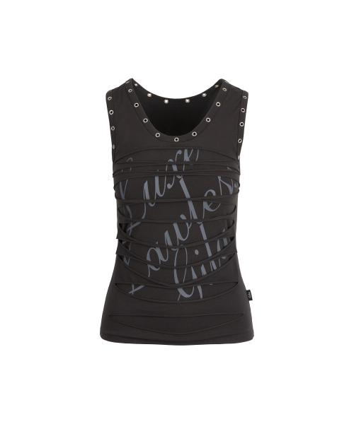 SCRATCHED SCRIPT LOGO SLEEVELESS_CHARCOAL