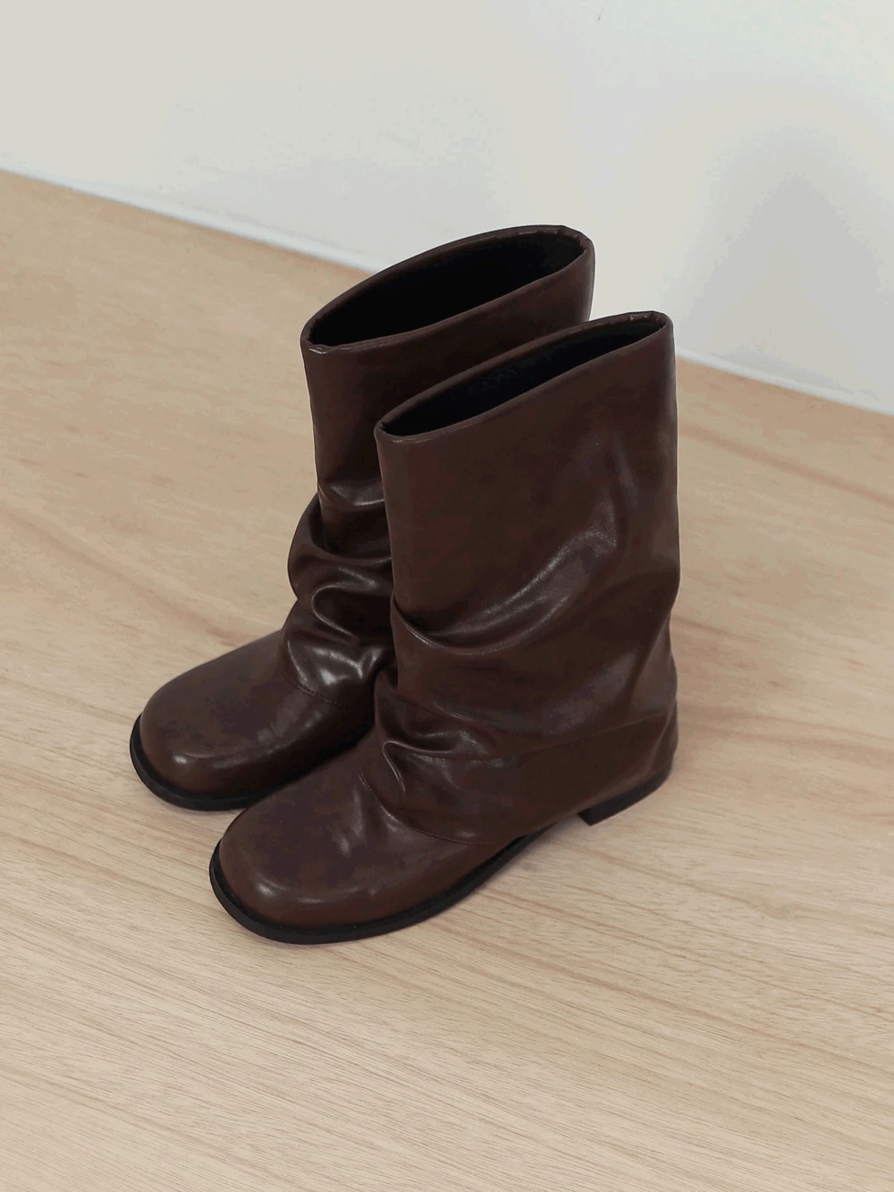 폴드 셔링  미들 부츠